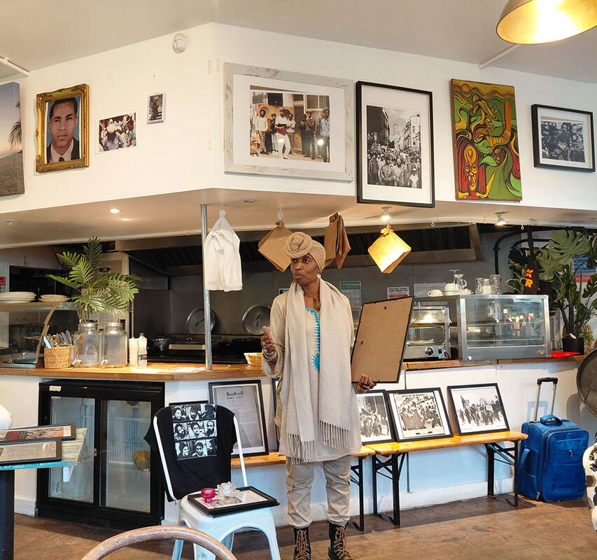 Rosita speaking at Portobello Shack