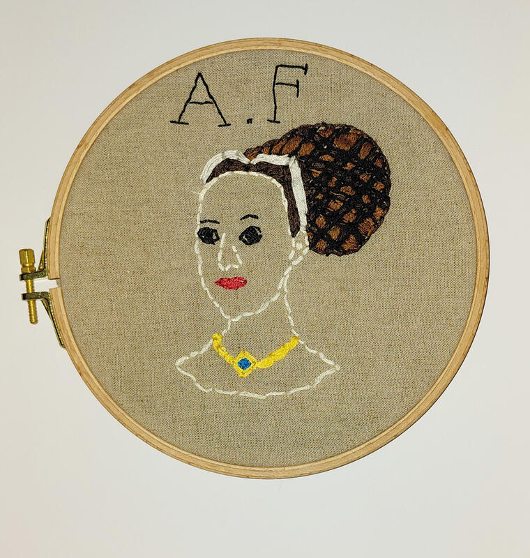 Embroidered portrait by Wulf, Mossbourne Community Academy