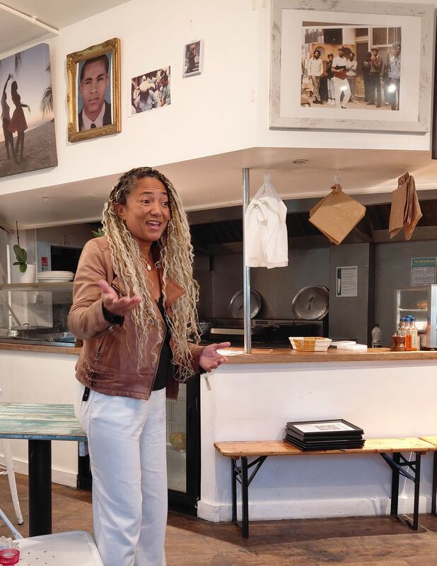 Rosita Lynch speaking at Portobello Shack